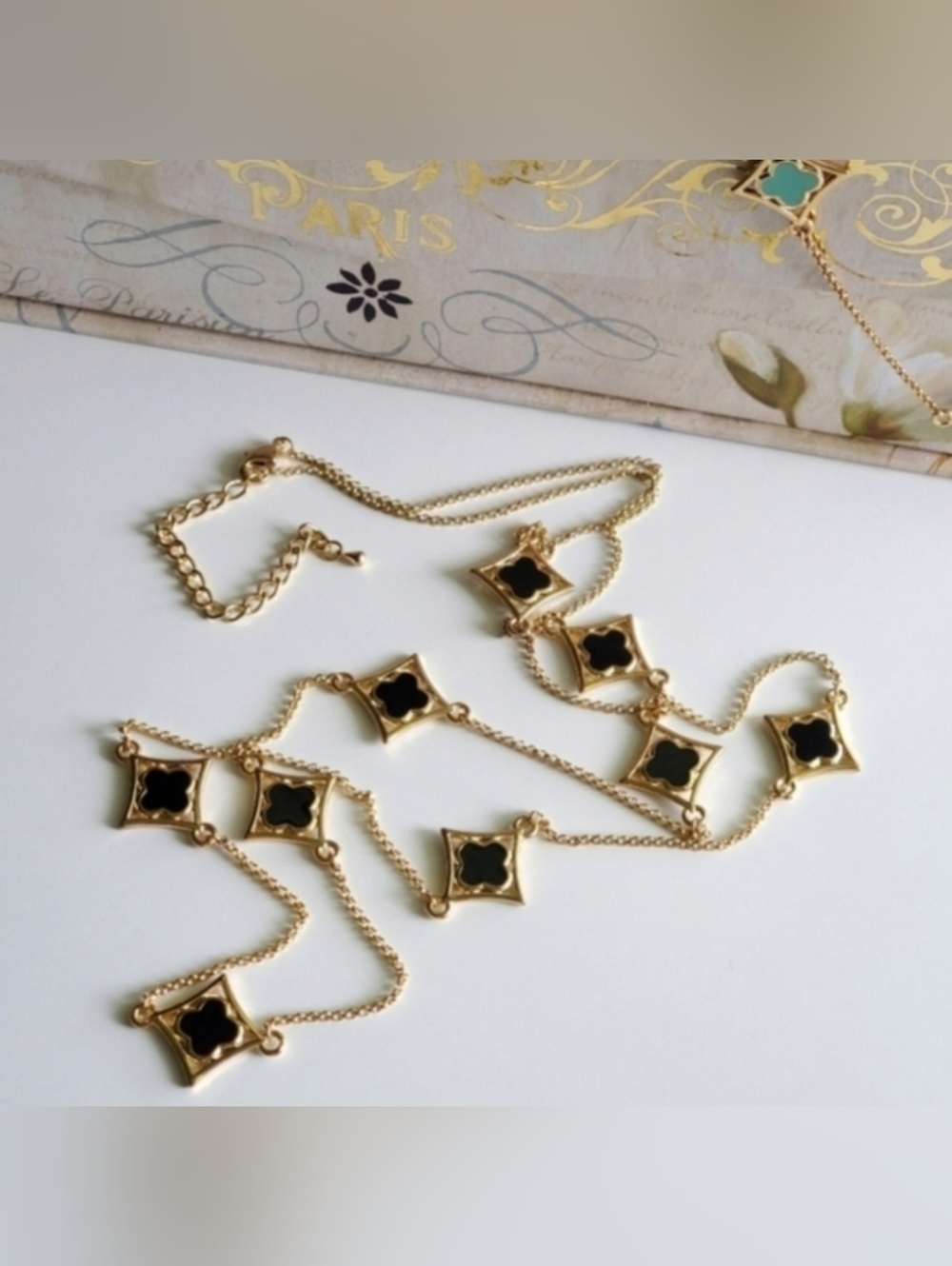 Elegant Gold and Black Necklace